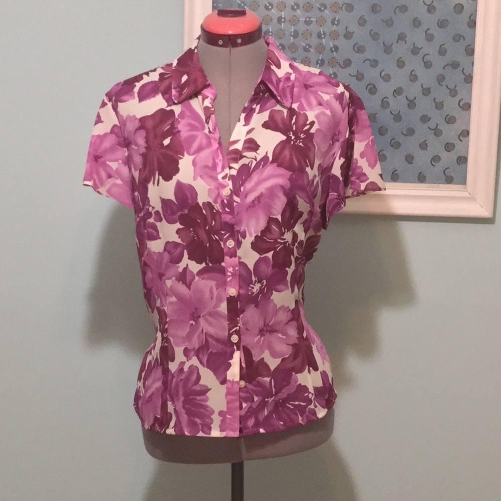 Emma E James- Lavender Floral Print Blouse
